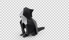 عکس برش خورده سه بعدی اوریگامی گربه