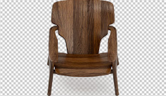 عکس برش خورده سه بعدی صندلی دسته دار چوبی