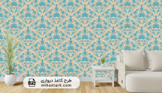 پوستر کاغذ دیواری ساده مدل نقش دار سبز آبی