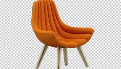 عکس برش خورده سه بعدی صندلی با روکش نارنجی