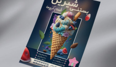طرح لایه باز تراکت رنگی بستنی فروشی
