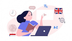 وکتور آموزش مجازی زبان