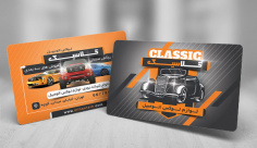 طرح لایه باز کارت ویزیت تزئینات اتومبیل کلاسیک