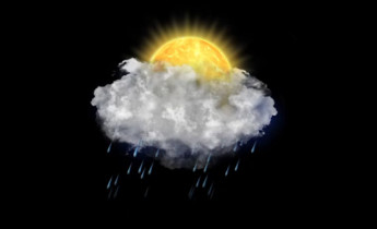 آیکن متحرک هواشناسی خورشید پشت ابر و بارش باران