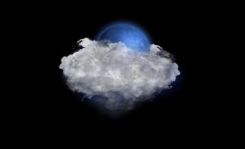 آیکن متحرک هواشناسی ماه پشت ابر و رعد برق و صاعقه