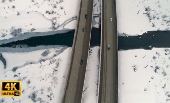فیلم هوایی جاده و منطقه برفی