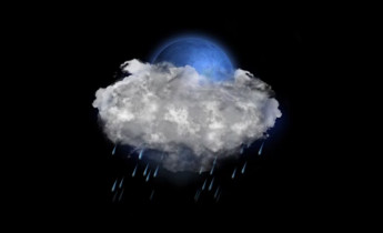آیکن متحرک هواشناسی ماه پشت ابر و بارش باران