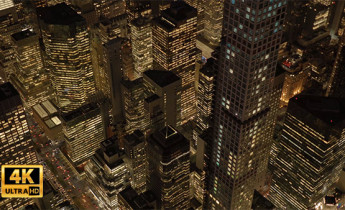 فیلم هوایی از ساختمان های بلند در شب