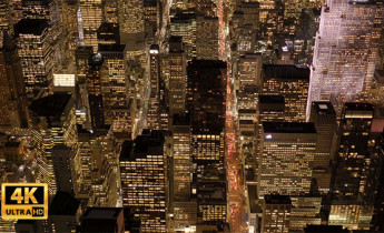 فیلم هوایی از شهر و ساختمان در شب