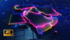 فیلم استوک نقشه دیجیتالی کشورهای خاورمیانه