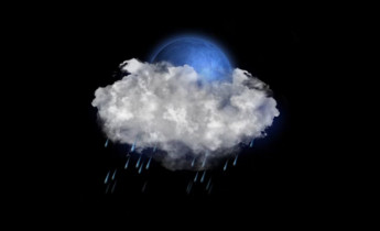 آیکن متحرک هواشناسی ماه پشت ابر و بارش باران