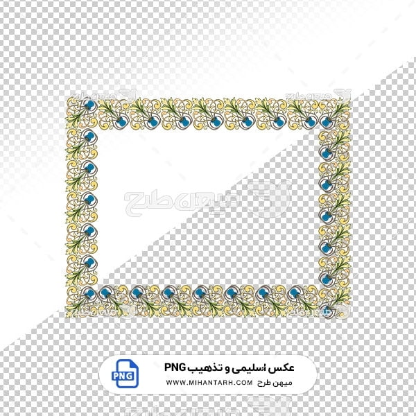 عکس برش خورده اسلیمی و تذهیب قاب حاشیه گل آبی