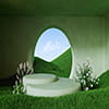 عکس بک گراند استیج با زمینه منظره و چمن سبز