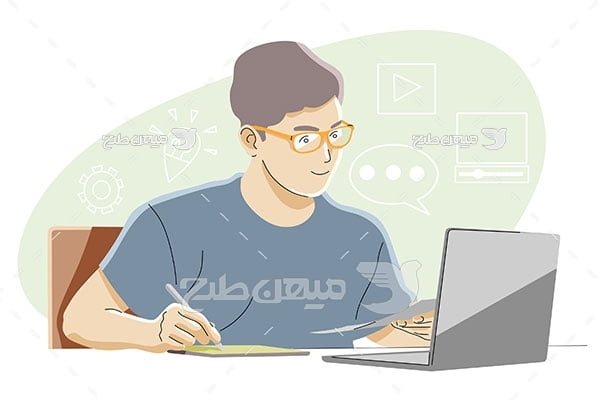 وکتور استفاده از کامپیوتر برای تحصیل و آموزش