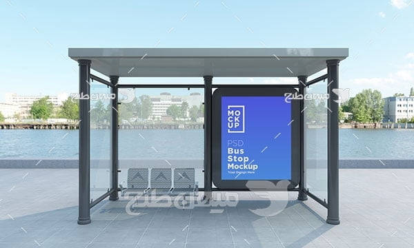 موکاپ بنر طرح تبلیغاتی ایستگاه اتوبوس