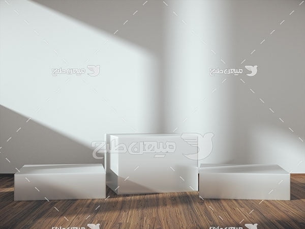 عکس بک گراند مدل مینیمال سفید با کف پوش چوبی
