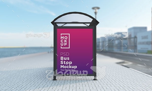 موکاپ طرح بنر ایستگاه اتوبوس شهری
