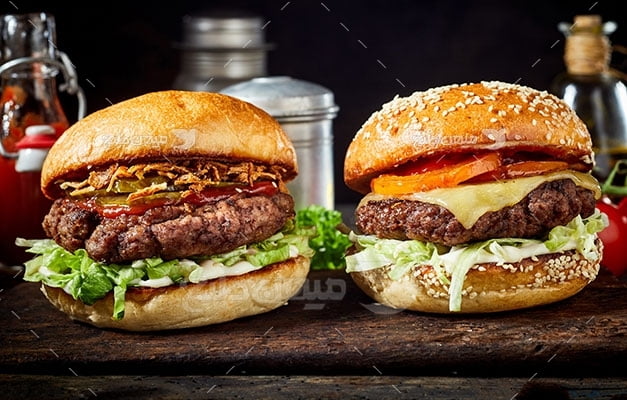 عکس تبلیغاتی غذا همبرگر دوبل