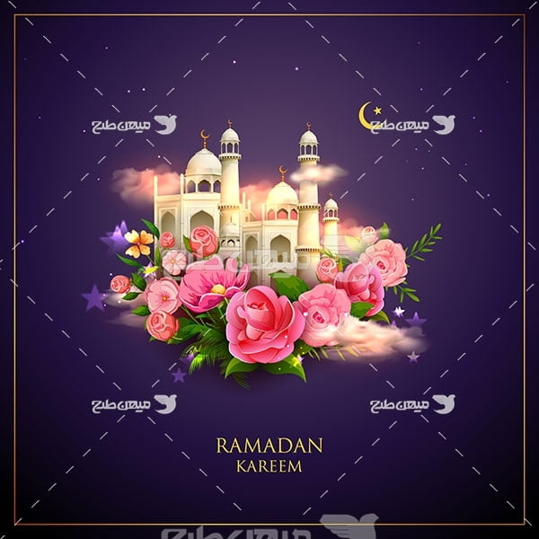 وکتور ماه رمضان ماه گل ها