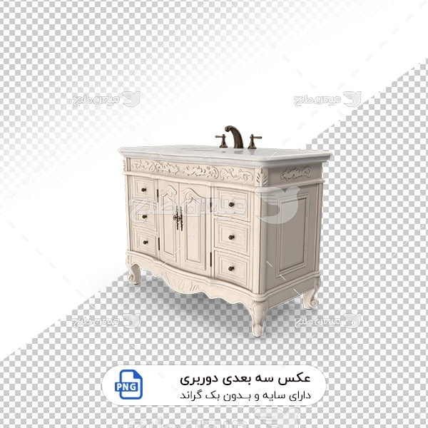 عکس برش خورده سه بعدی کابینت روشویی سنگی