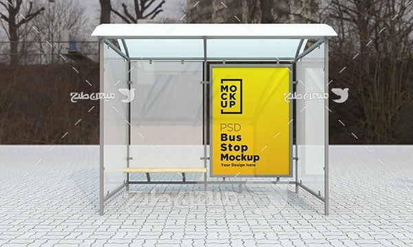 موکاپ طرح بنر ایستگاه اتوبوس