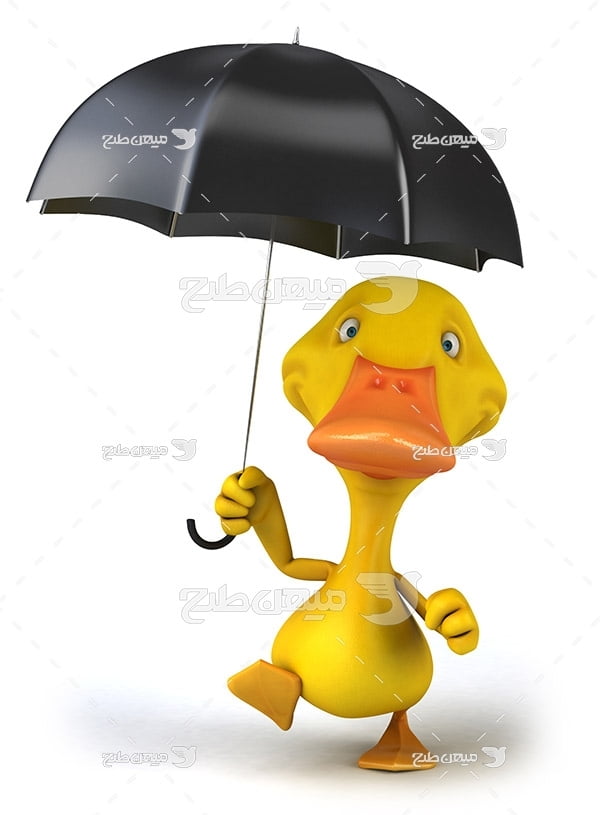 عکس حیوانات تبلیغاتی کاراکتر اردک با چتر