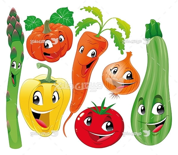 وکتور کاراکتر میوه و سبزیجات