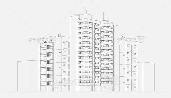 وکتور  نمای پرسپکتیو ساختمان