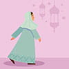 وکتور بانوی با حجاب در حال راه رفتن