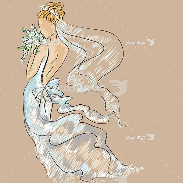 وکتور طرح نقاشی مزون لباس عروس