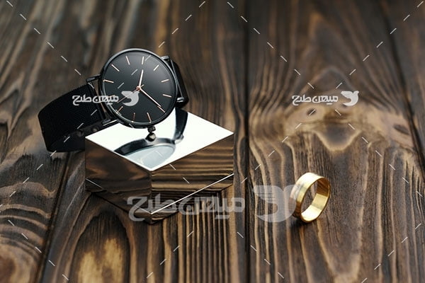 عکس ساعت بند چرم مشکی