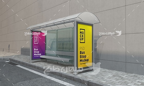 موکاپ بنر تبلیغاتی ایستگاه اتوبوس شهری