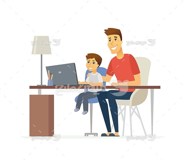 وکتور آموزش به کودکان با کامپیوتر