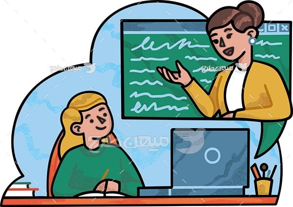 وکتور آموزش و تدریس با کامپیوتر