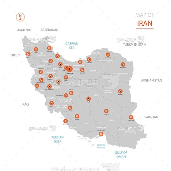 وکتور نقشه مراکز استان های ایران