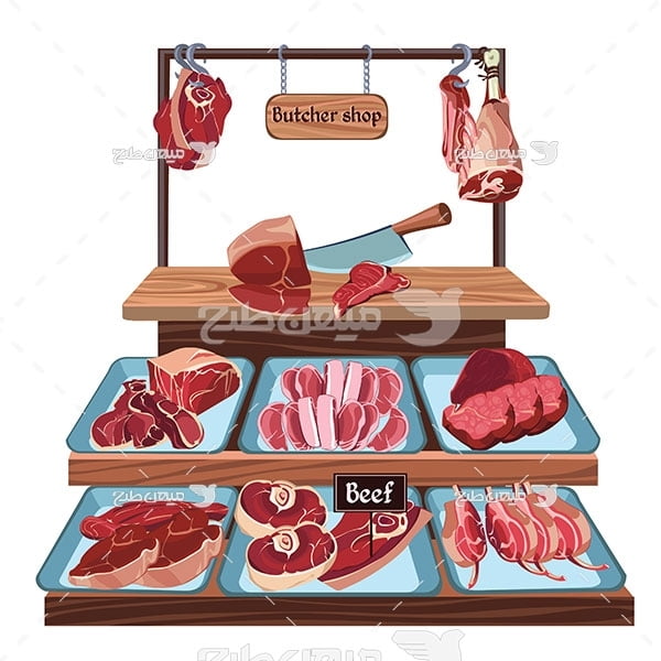 وکتور فروشگاه گوشت و پروتئینی