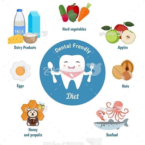 وکتور کاراکتر غذا سالم برای دندان