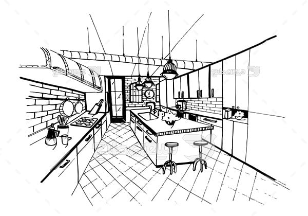 وکتور نمای آشپزخانه