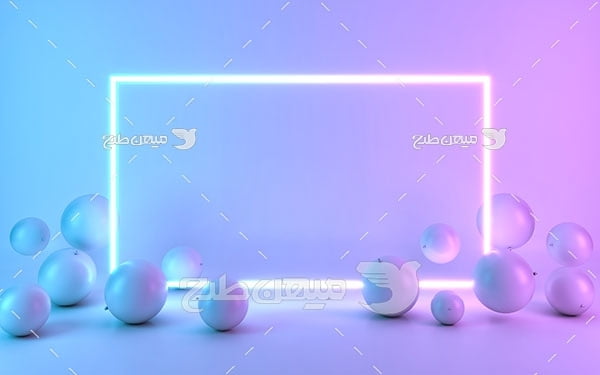 عکس بک گراند مدل مینیمال گوی با طیف آبی و بنفش