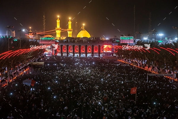 تصویر با کیفیت از گنبد امام حسین علیه السلام در شب اربعین