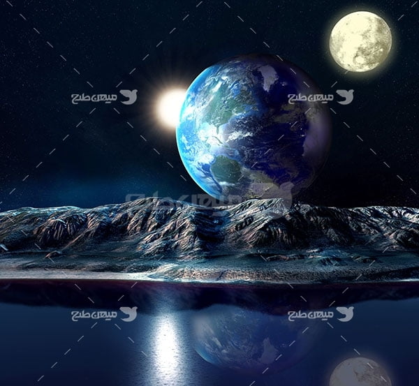 عکس سیاره مریخ و زمین و ماه