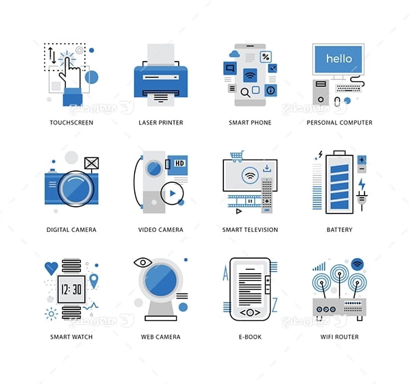 طرح وکتور آیکن با موضوع دستگاه الکترونیک