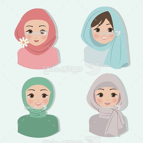 وکتور کاراکتر زن با حجاب