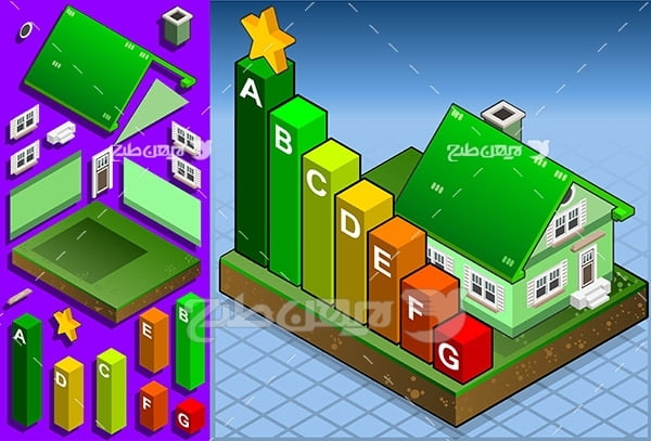 وکتور نمودار مصرف انرژی برق در خانه و ساختمان