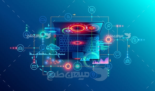 وکتور لپ تاپ دیجیتال