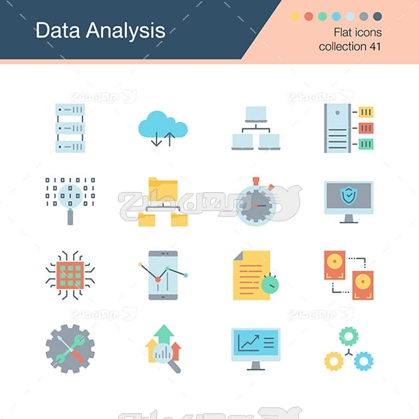 وکتور آیکن گرافیکی با موضوع آنالیز ( وب سایت و شبکه )