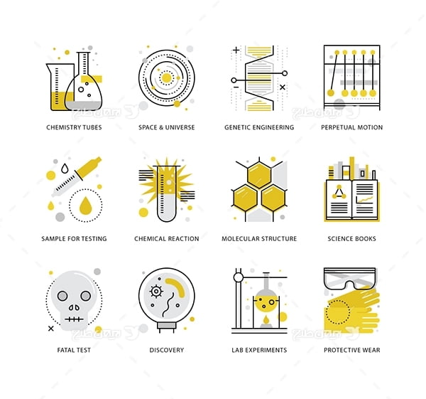 طرح وکتور آیکن با موضوع تحقیقات علمی