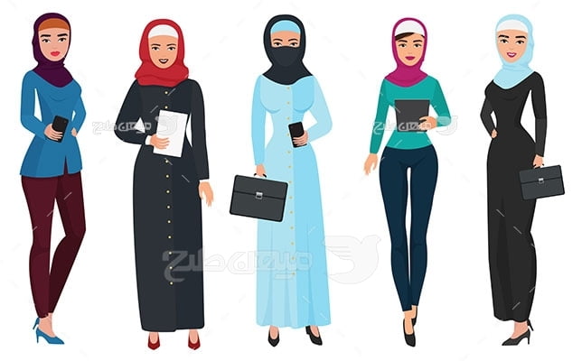 وکتور کاراکتر تنوع حجاب در تیپ های شخصیتی