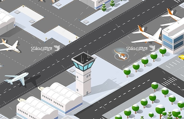 طرح گرافیکی وکتور سه بعدی فرودگاه