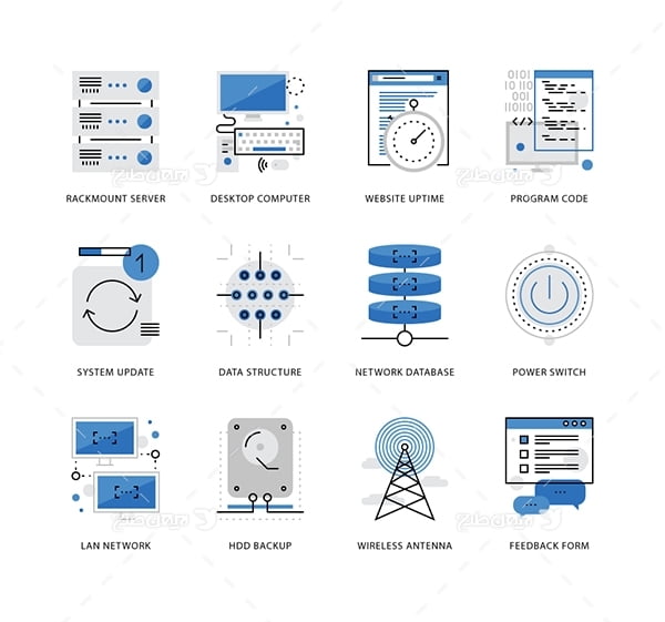 طرح وکتور آیکن با موضوع فناوری شبکه